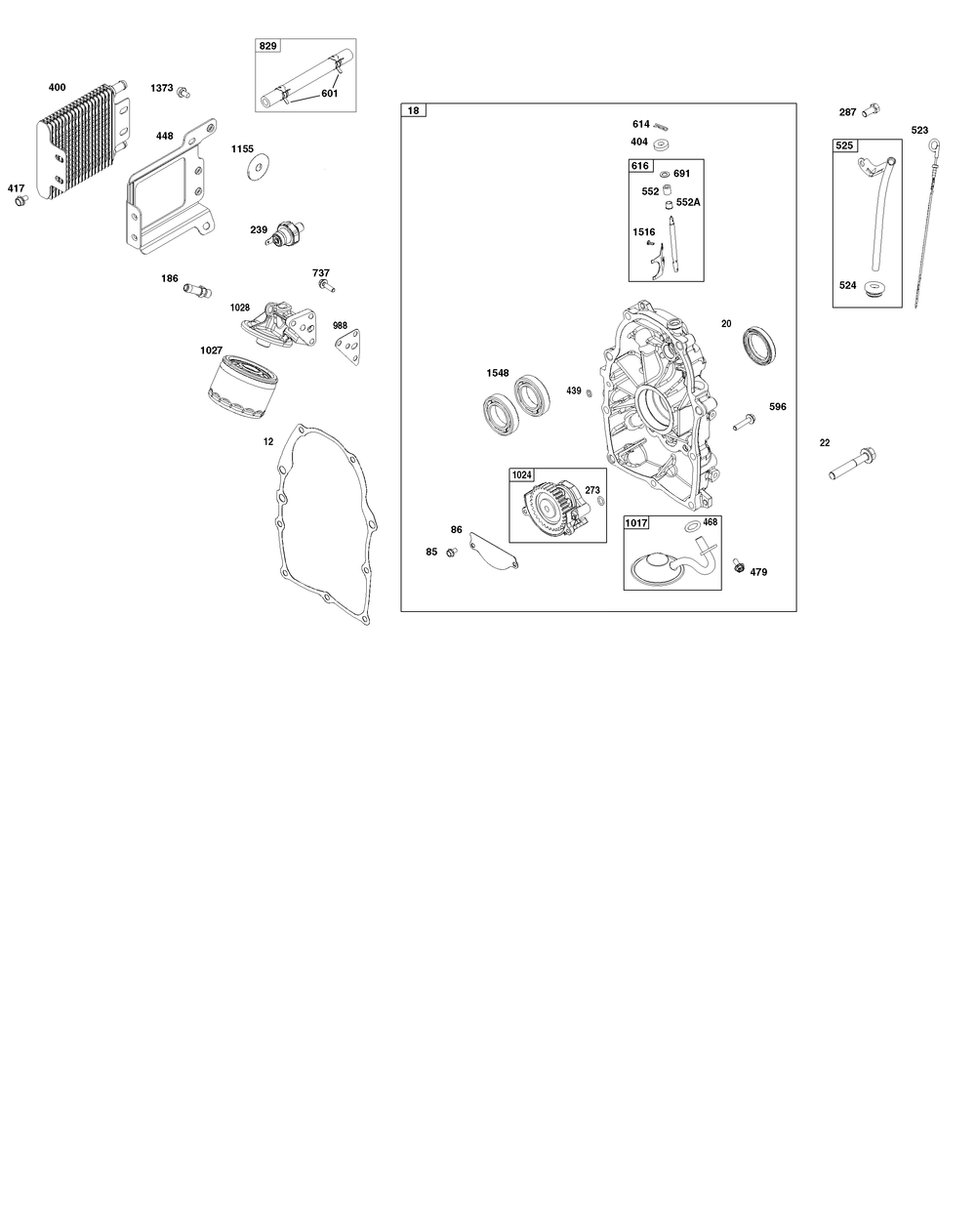 Crankcase Cover And Lubrication Group Diagram and Parts List for 386447-0435-B5 200000 - 399999 Briggs and Stratton Engine